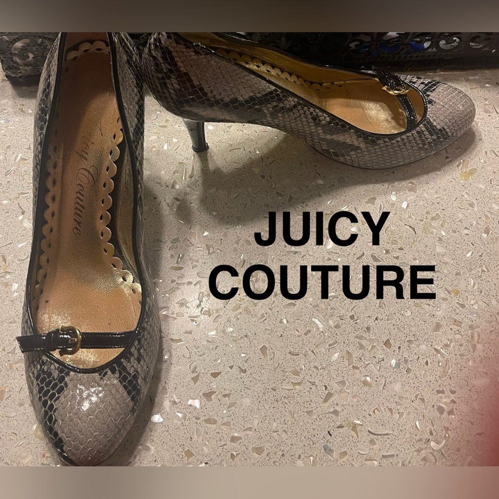 Juicy Couture Women's Snakeskin Heels - Black and Gray 7.5